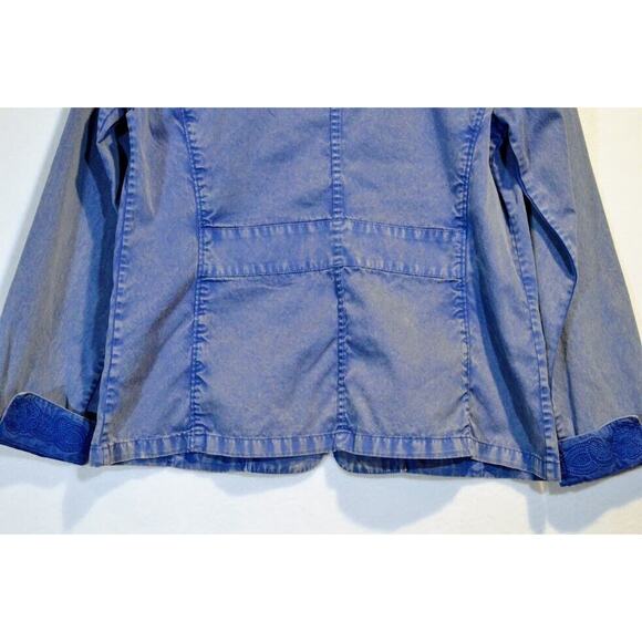 Chicos Embroidered Jacket Womens Size 1 (US Small/8) Steel Blue Cotton - Picture 6 of 12